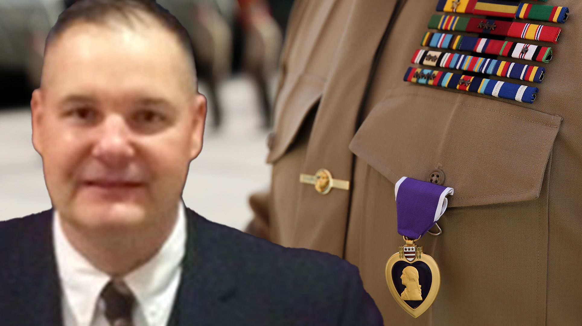 Paul John Herbert is accused of falsely claiming to have been wounded in Iraq after the 1991 Gulf War to collect more than $344,000 in veterans disability benefits and apply for a Purple Heart. (USMC Photo by Lance Cpl. Joey Mendez, Herbert photo from Linkedin)