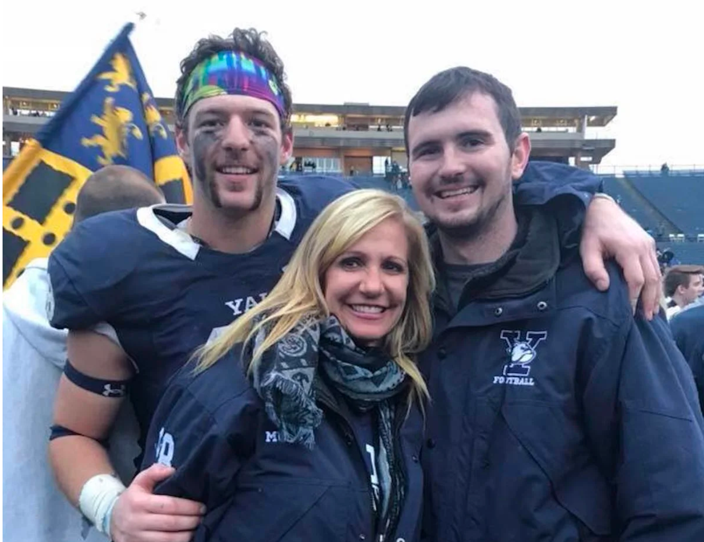 Kyle Mullen, his mother Regina and brother, TJ, after a Yale football game. Photo courtesy Regina Mullen.