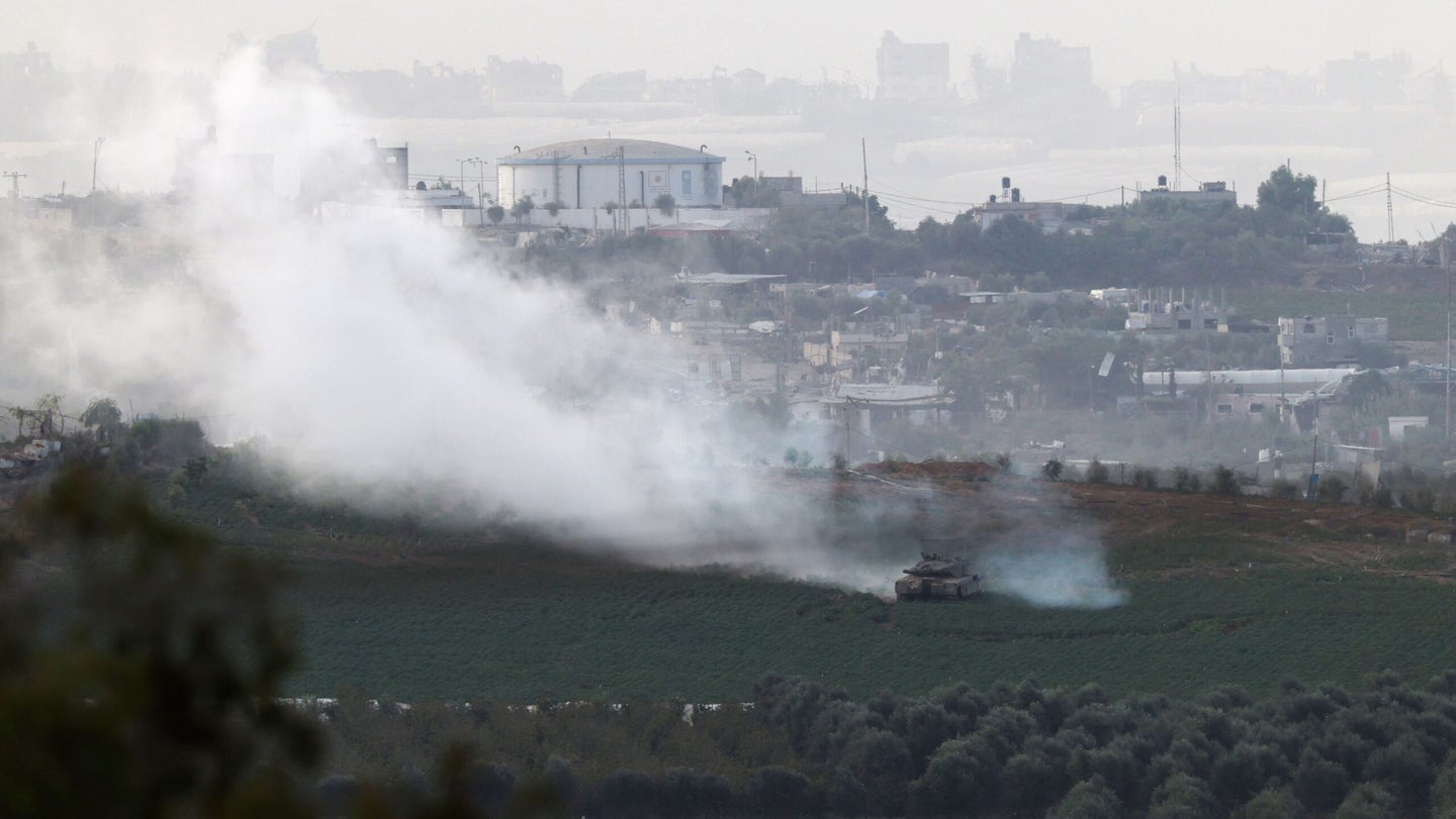 Israeli tanks in Sderot on Oct. 29, 2023. (Photo by Jack Guez/AFP via Getty Images)