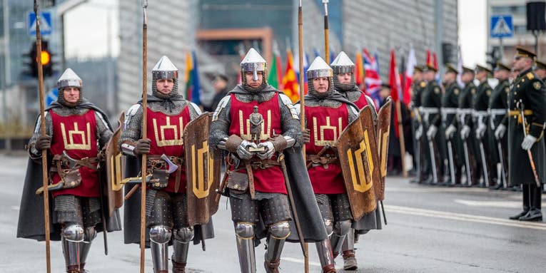 US Army soldiers marched with medieval knights in Lithuania