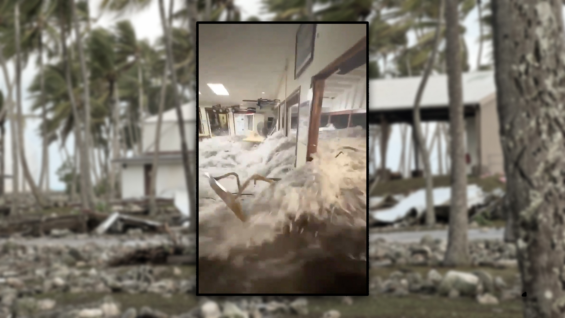 Gigantic waves slam into U.S. Army Garrison Kwajalein Atoll