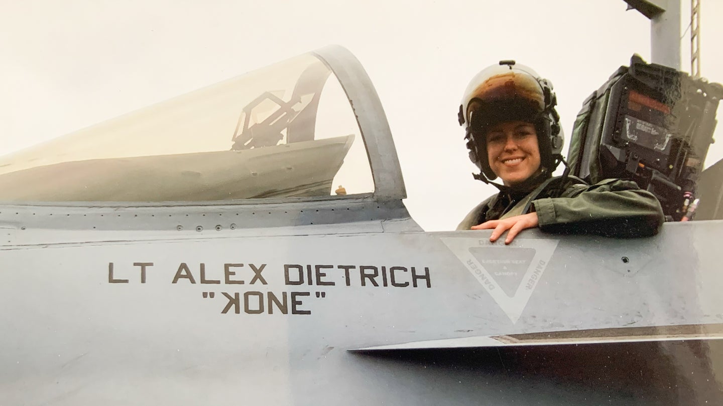 Alex Dietrich in her F/A-18 Super Hornet.