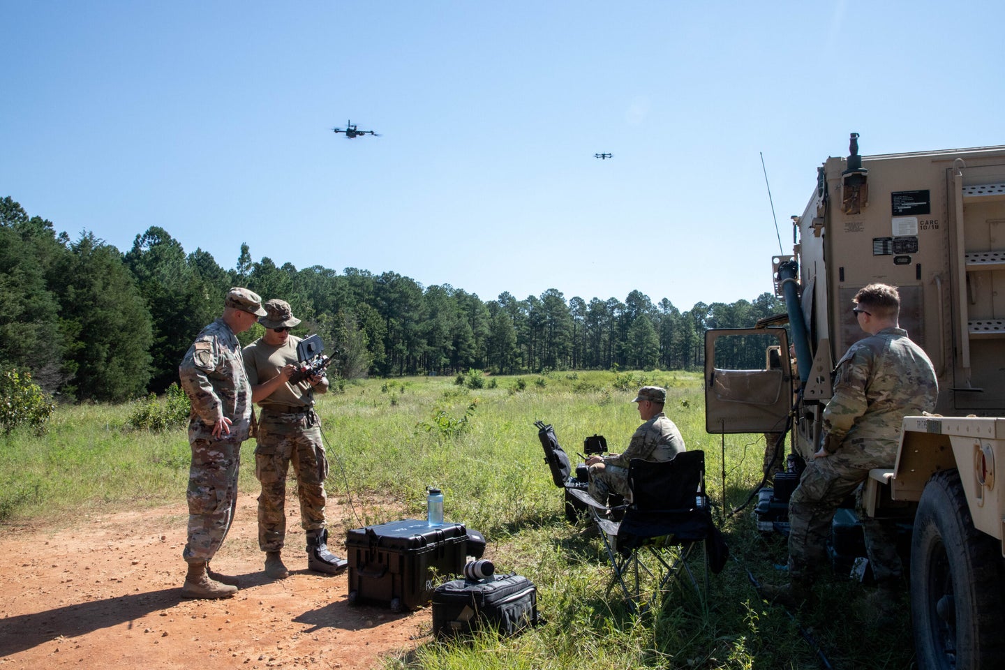 Soldiers at Fort Liberty are dropping munitions from drones during field training, the first in the Army to do so, according to Army officials. (U.S. Army photo by Spc. Ashley Xie)

