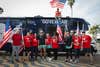 Members of Team Red, White, and Blue with Paul Johnson before starting his transcontinental race.