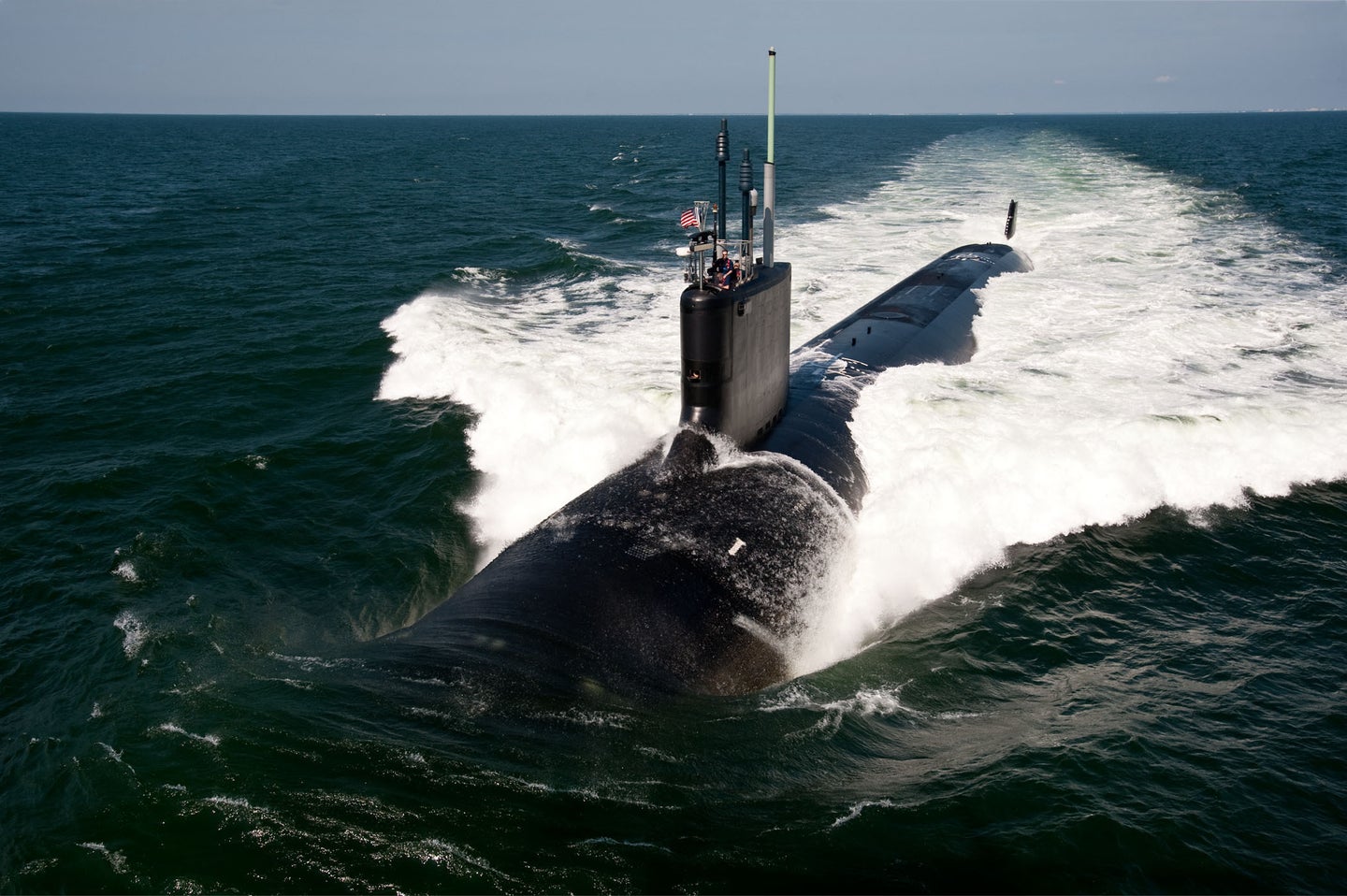 The USS California underway during sea trials.
