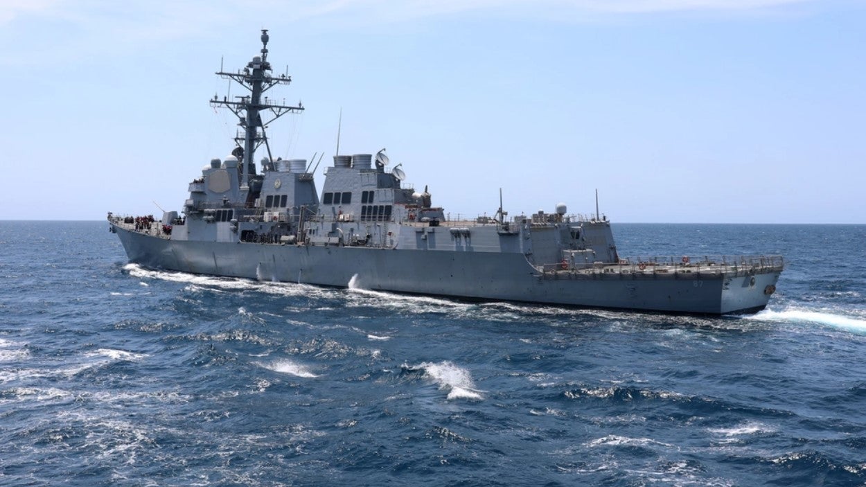 The destroyer the USS Mason in the Atlantic Ocean in 2021. (photo by Bill Mesta/U.S. Navy)