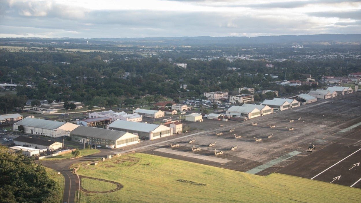 Wheeler Army Airfield in Hawaii in 2018. (photo by 1st Lt. Ryan DeBooy/U.S. Army)