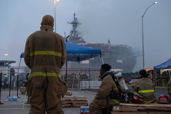 Hundreds of sailors fight to save USS Bonhomme Richard as blaze tears through stricken warship