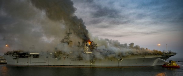 Navy: 57 treated for injuries in USS Bonhomme Richard fire as blaze continues