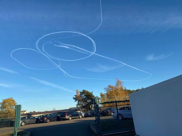 Abstract sky penis above Ramstein Air Base evokes early Modernist themes