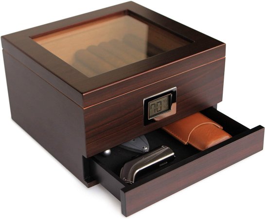  Case Elegance glass-topped humidor