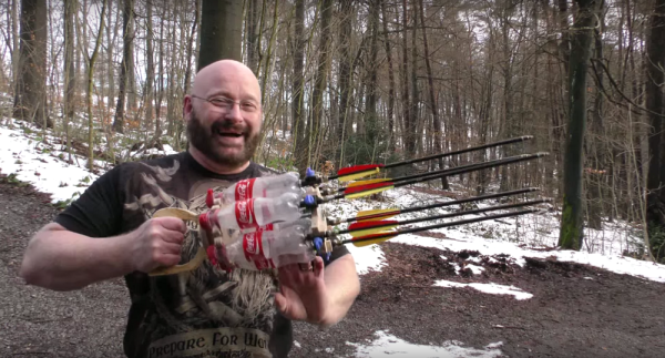 This Crazy German Guy Made A Gatling Launcher For Arrows Out Of Coke Bottles