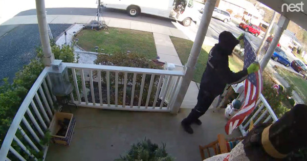 FedEx Driver, A Marine Veteran, Stops His Route To Pick Up And Fold A Fallen American Flag