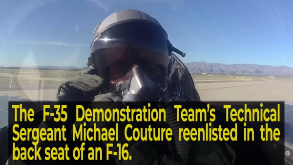 Watch an Air Force tech sergeant reenlist in the backseat of an F-16