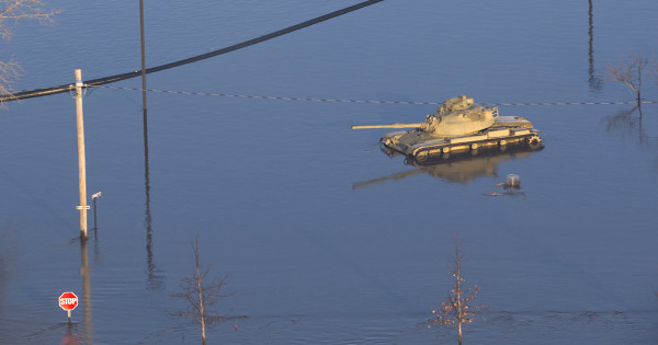 A major Army National Guard facility is practically underwater thanks to the Midwest’s insane flooding