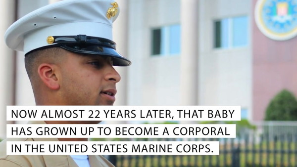 An FBI agent had a surprise guest at his retirement ceremony: a Marine he rescued as a baby 22 years ago