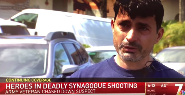 When a gunman opened fire at a San Diego synagogue, an unarmed Iraq War veteran counterattacked