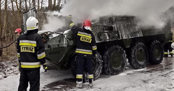 An Army Stryker burst into flames in Poland during a show of strength against Russia