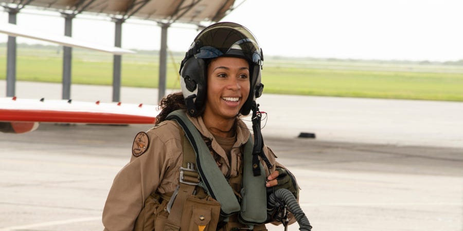 LTJG Madeline Swegle, the first Black female tactical fighter pilot.