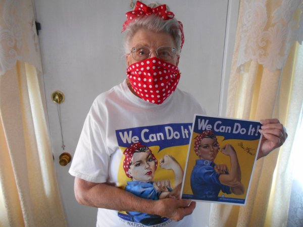 Original ‘Rosie the Riveter’ makes masks to fight COVID-19