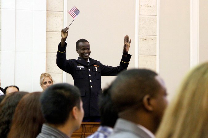 He was born in a village in Sudan. It took joining the Army to find his home