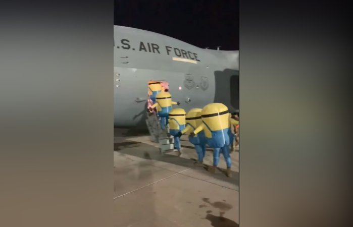 We salute the airmen who marched aboard a C-17 while dressed as minions from ‘Despicable Me’