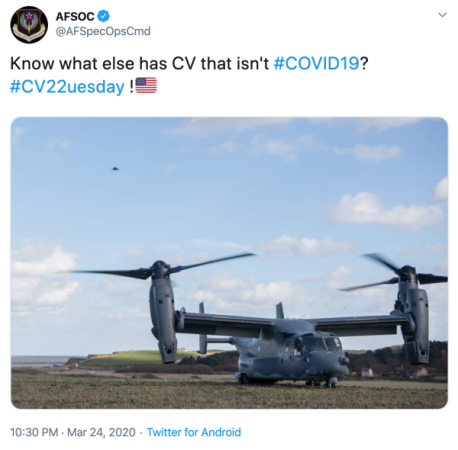 This AFSOC tweet about COVID-19 is the dumbest thing we’ve seen today
