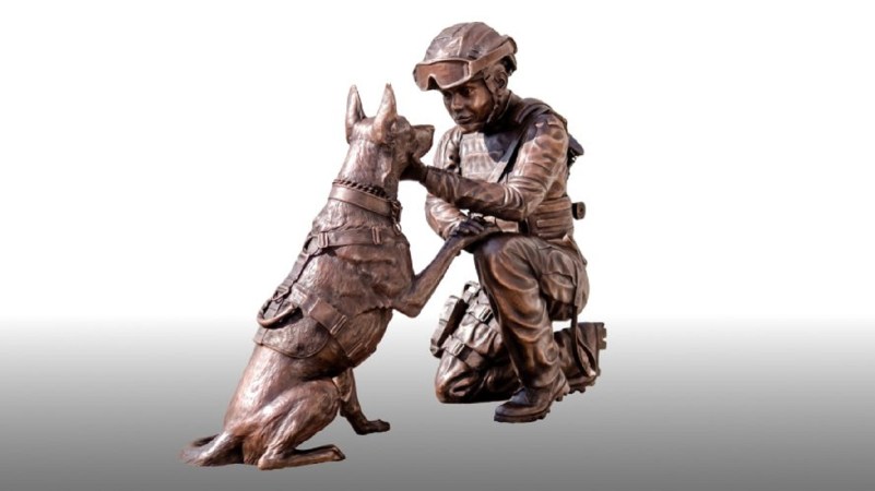 New sculpture honoring servicewomen and military working dogs unveiled at Arlington National Cemetery