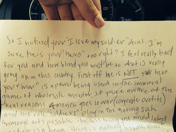 Read The Terrible Letter A Military Fiancee Found On Her Car