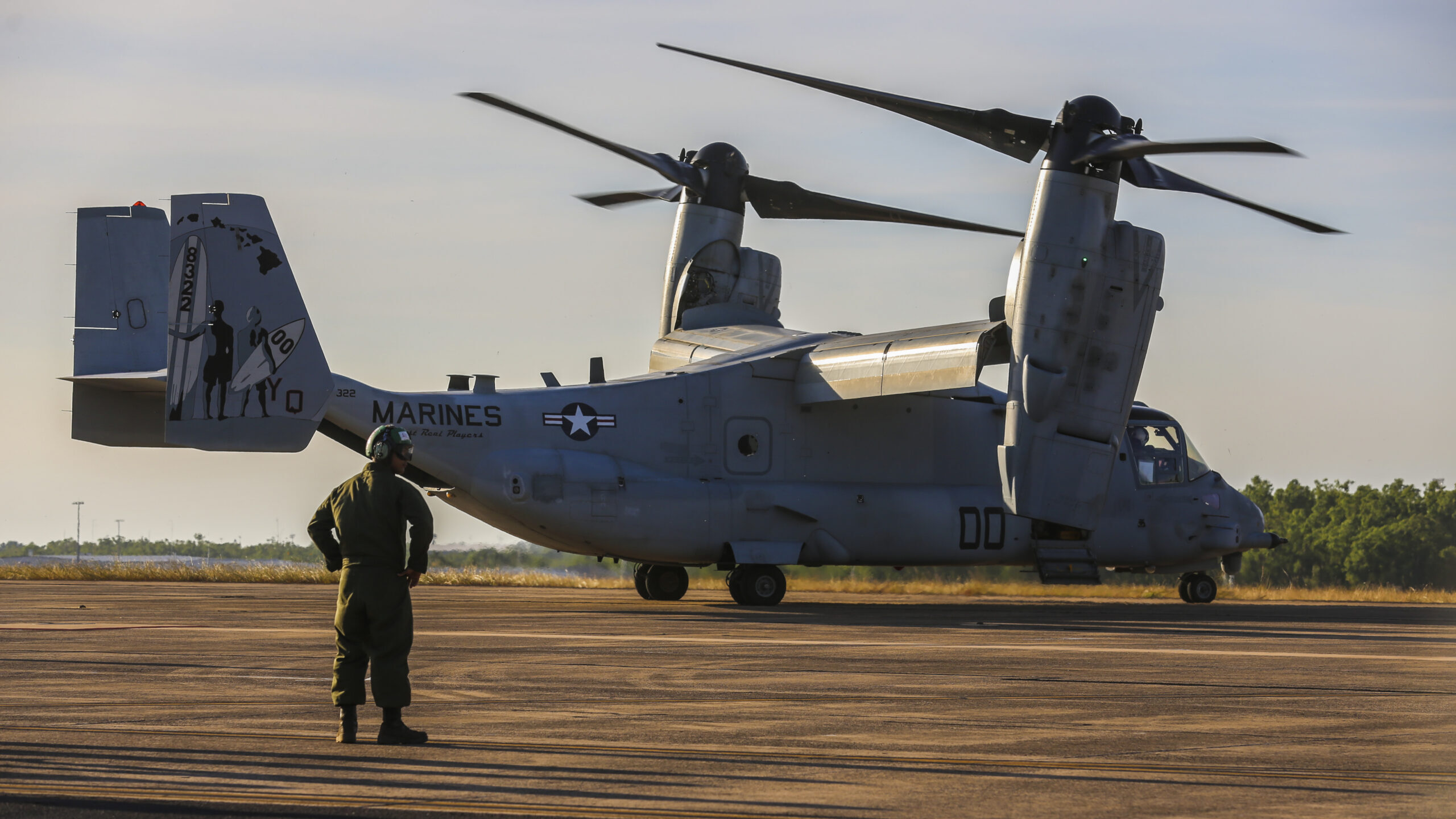 The MV-22 Osprey tilt-rotor aircraft at Royal Australian Air Force Base Darwin.  (U.S. Marine Corps/Sgt. Kayla Rivera)
