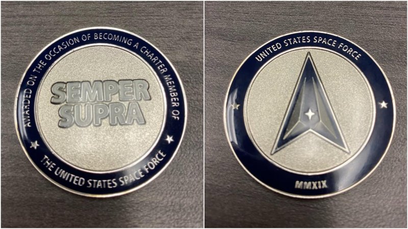 The new Space Force challenge coins look like tokens you’d spend at Chuck E. Cheese