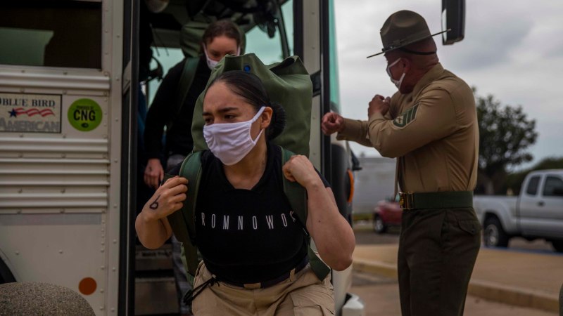 Female Marine recruits have arrived at Recruit Depot San Diego for training for the first time ever
