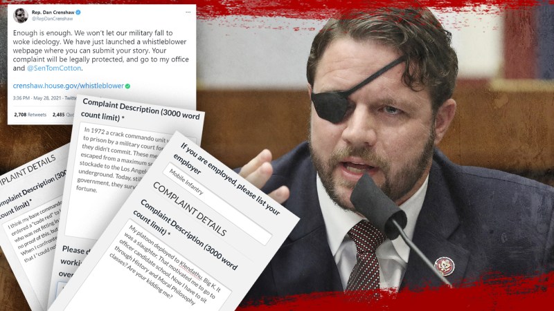 Dan Crenshaw wants people to blow the whistle on ‘woke ideology’ in the military and he’s getting roasted for it [UPDATED]
