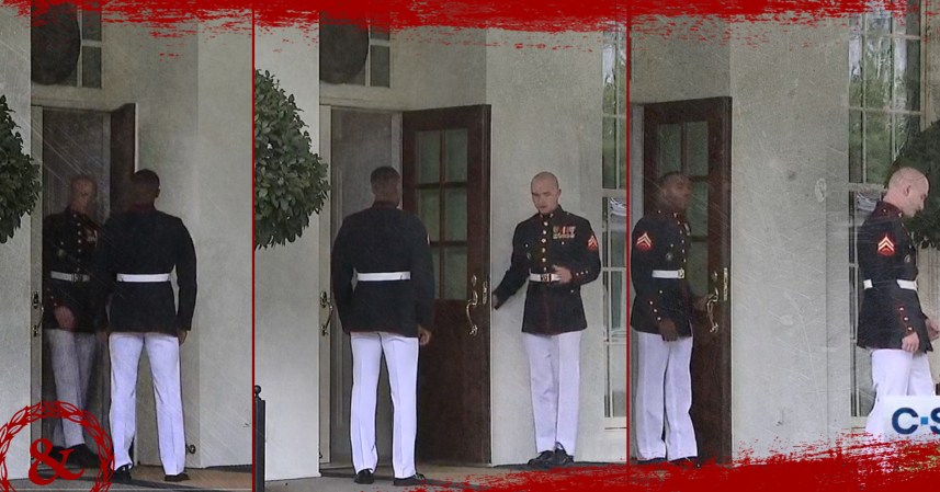 Why those US Marines were spotted opening and closing a White House door