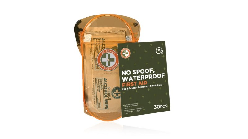  No Spoof, Waterproof First Aid Kit by Be Smart Get Prepared, 30 Piece