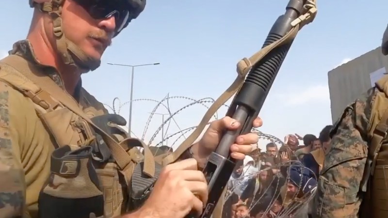 marine shotgun at kabul airport