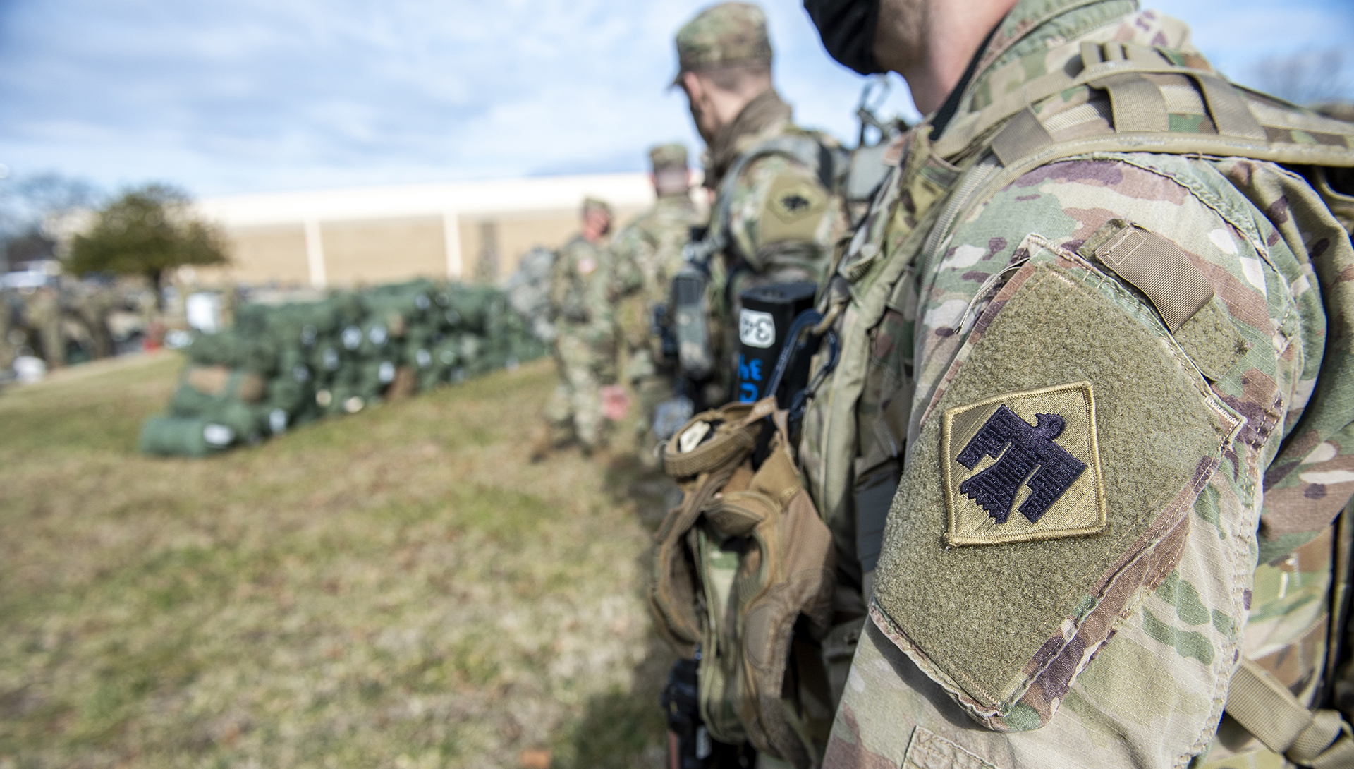 An Oklahoma Army National Guard soldier at Joint Base Andrews, Maryland, Jan. 17, 2021. (U.S. National Guard photo by Sgt. Anthony Jones)