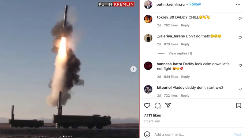 ‘No war pls’ — Gen Z is spamming Putin’s Instagram asking him not to start World War III