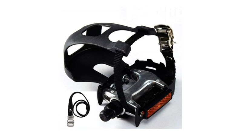  YBEKI cage pedals with toe clips and straps