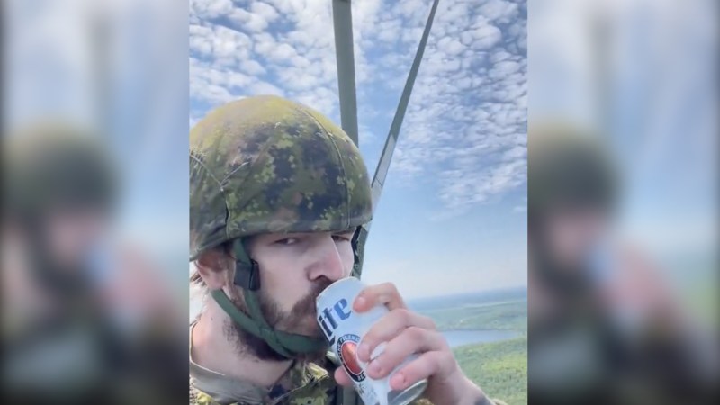 Canadian paratrooper under investigation for living his best life during a jump