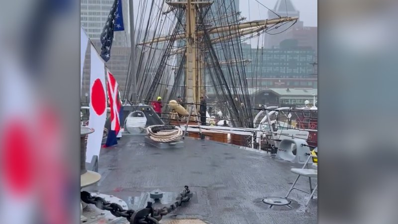 ‘Oh no, oh no.’ Watch a Danish training ship crash into a US Navy warship