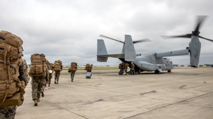 Unit Deployment Marine Corps element conducts short-notice deployment to Middle East