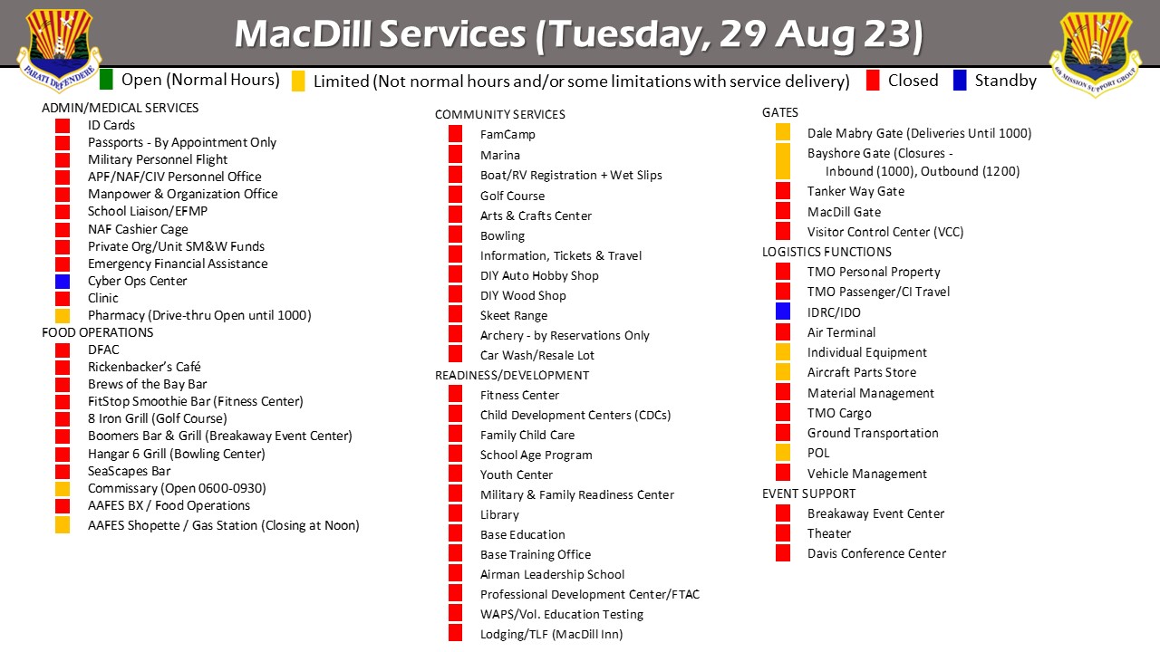 US Special Operations Command, CENTCOM, MacDill Evacuate For Idalia ...