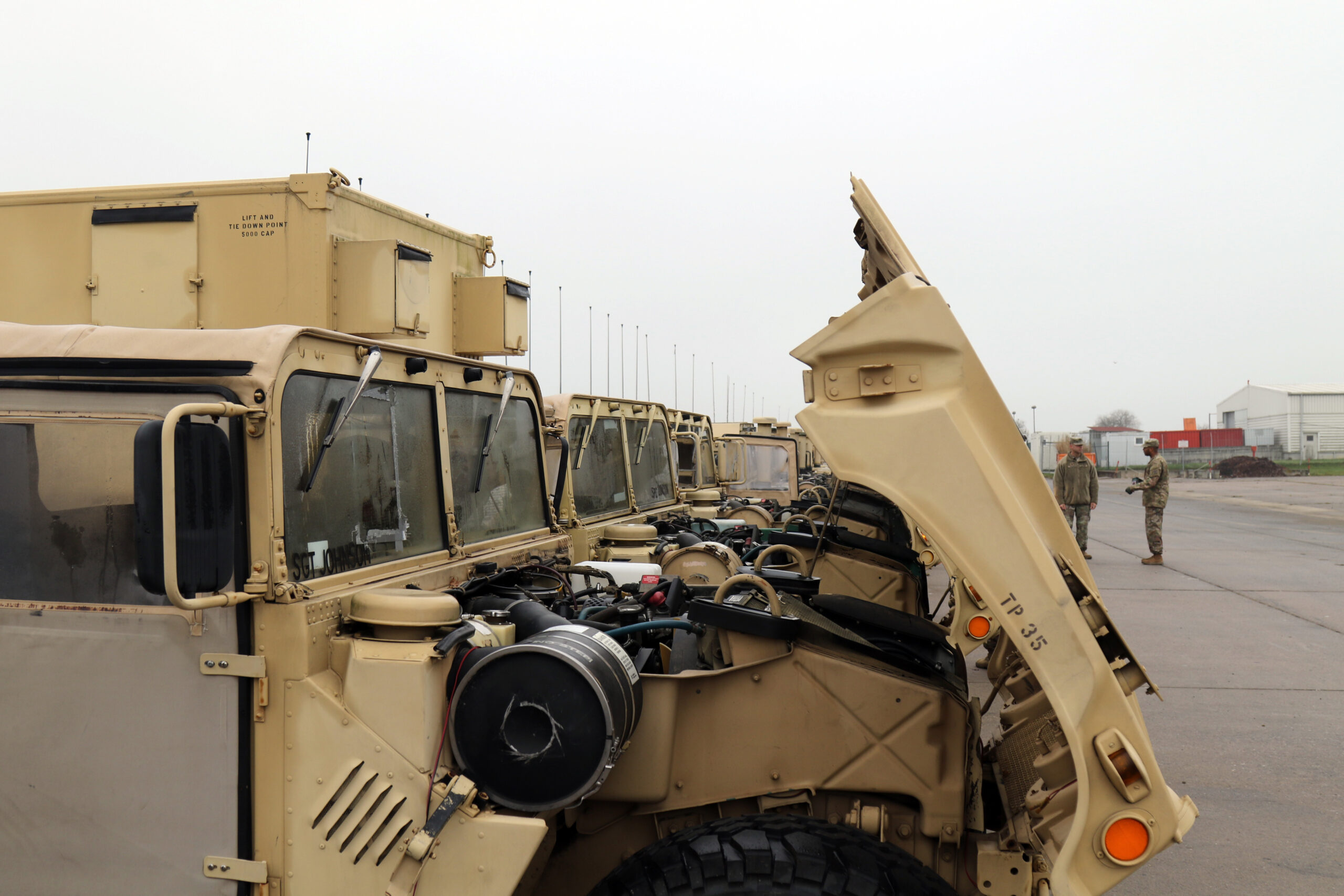 Army truck being serviced