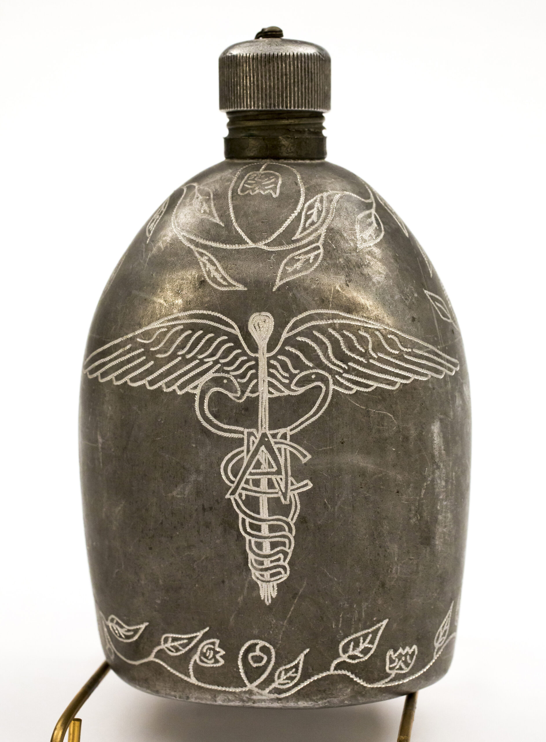 Canteen from World War I, Western Europe. Photographed at U.S. Army Medical Department Museum, Joint Base San Antonio, Fort Sam Houston, Texas.