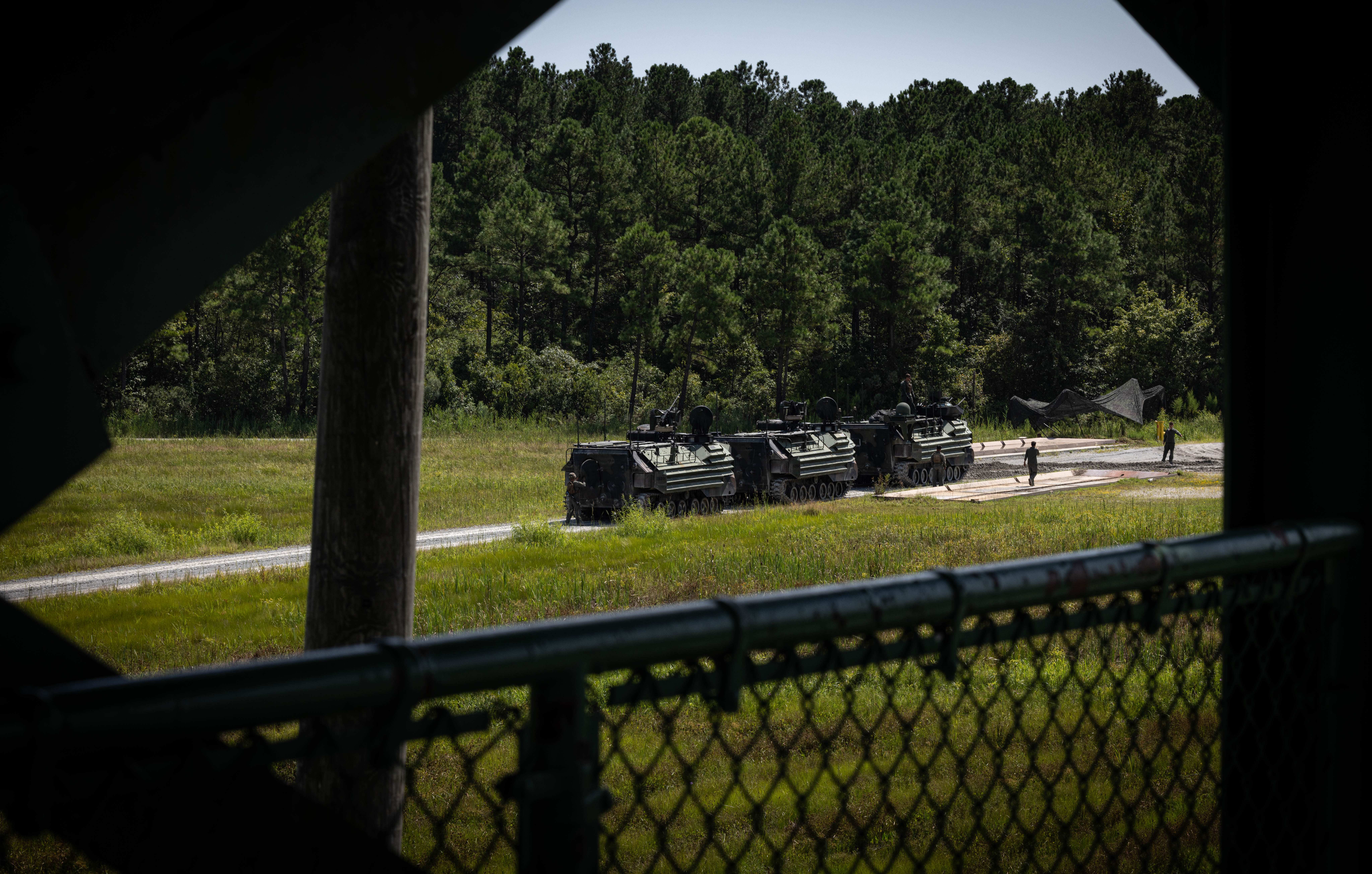 U.S. Marines with 2d Assault Amphibian Battalion, 2d Marine Division participate in a range on Camp Lejeune, North Carolina, Sept. 11, 2023.