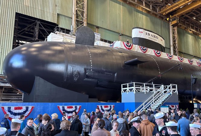 The christening ceremony for the USS Idaho.