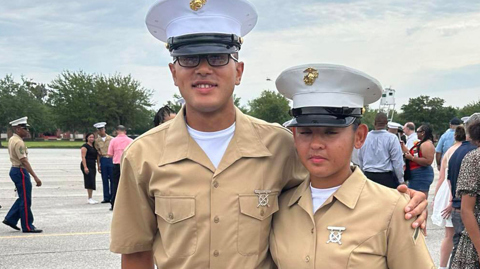 Marine Corps privates JuliMarie Winston and Jamil Winston Jr. attended boot camp at Marine Recruit Training Depot Parris Island at the same time.