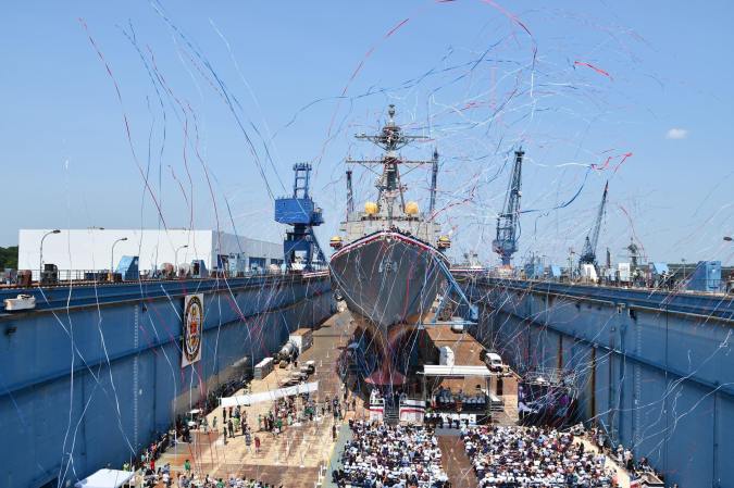 The christening ceremony for the Arleigh Burke-class destroyer USS Patrick Gallagher. (photo courtesy U.S. Navy)