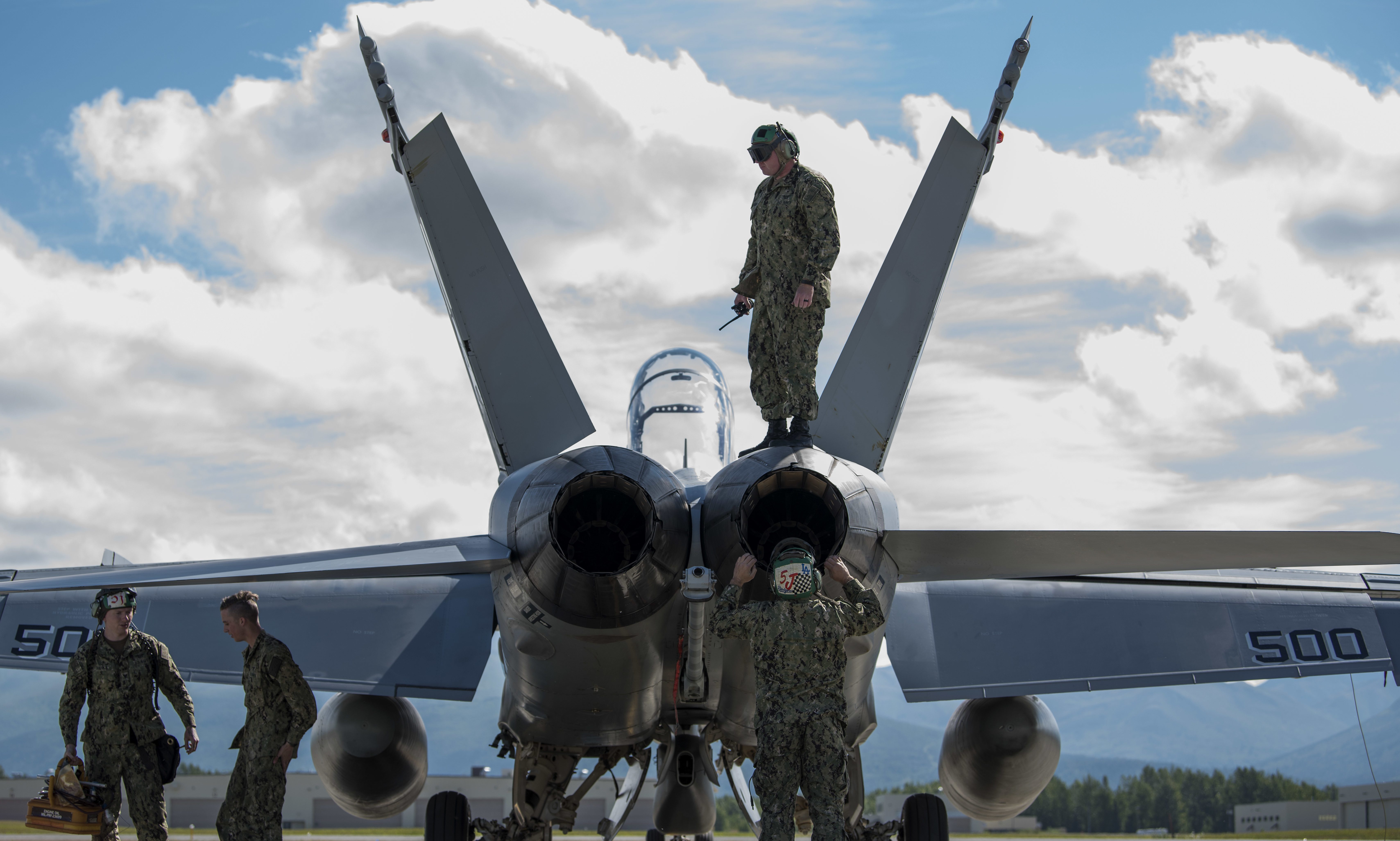 An EA-18F with Electronic Attack Squadron (VAQ-139), from Naval Air Station Whidbey IslandAir Force photo by Airman 1st Class Caitlin Russell.